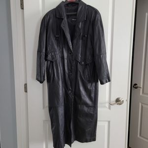 Vintage Men's Leather Trench Coat